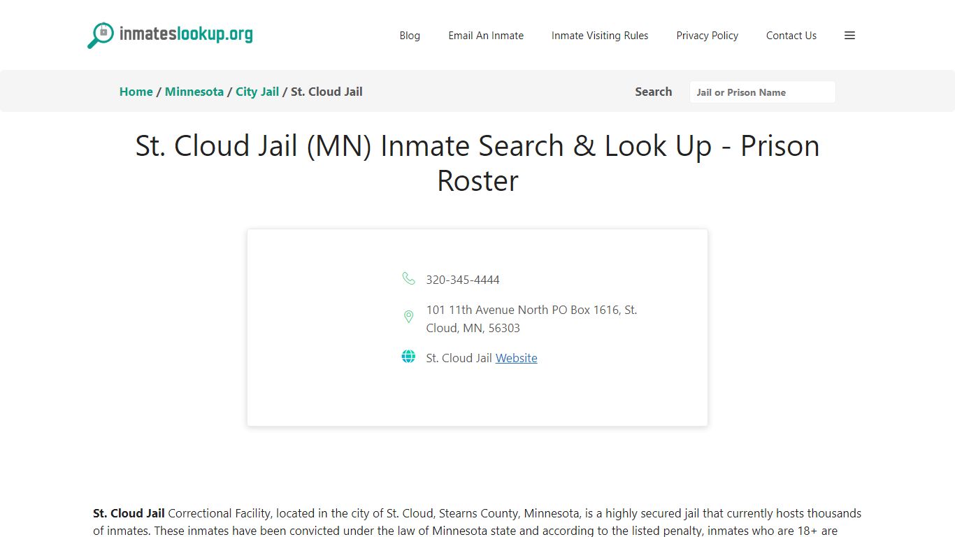 St. Cloud Jail (MN) Inmate Search & Look Up - Prison Roster